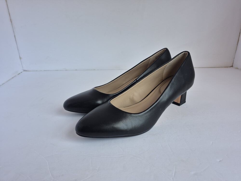 Giani Bernini Black Leather Low Block Heel Pumps Comfort Dress Shoes Women Sz 7M
